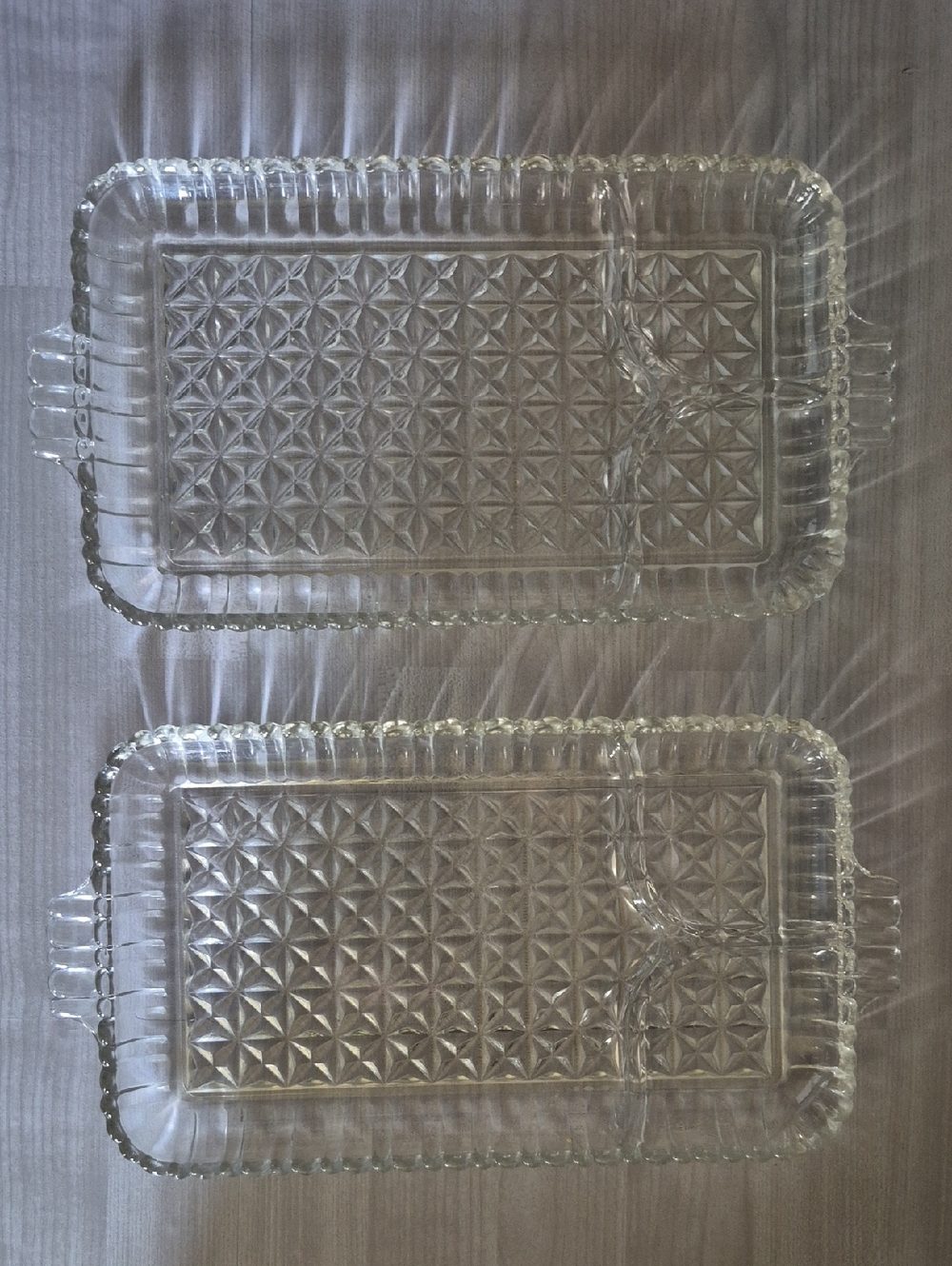 Anchor Hocking Crystal Glass Serving Trays- Set Of 2